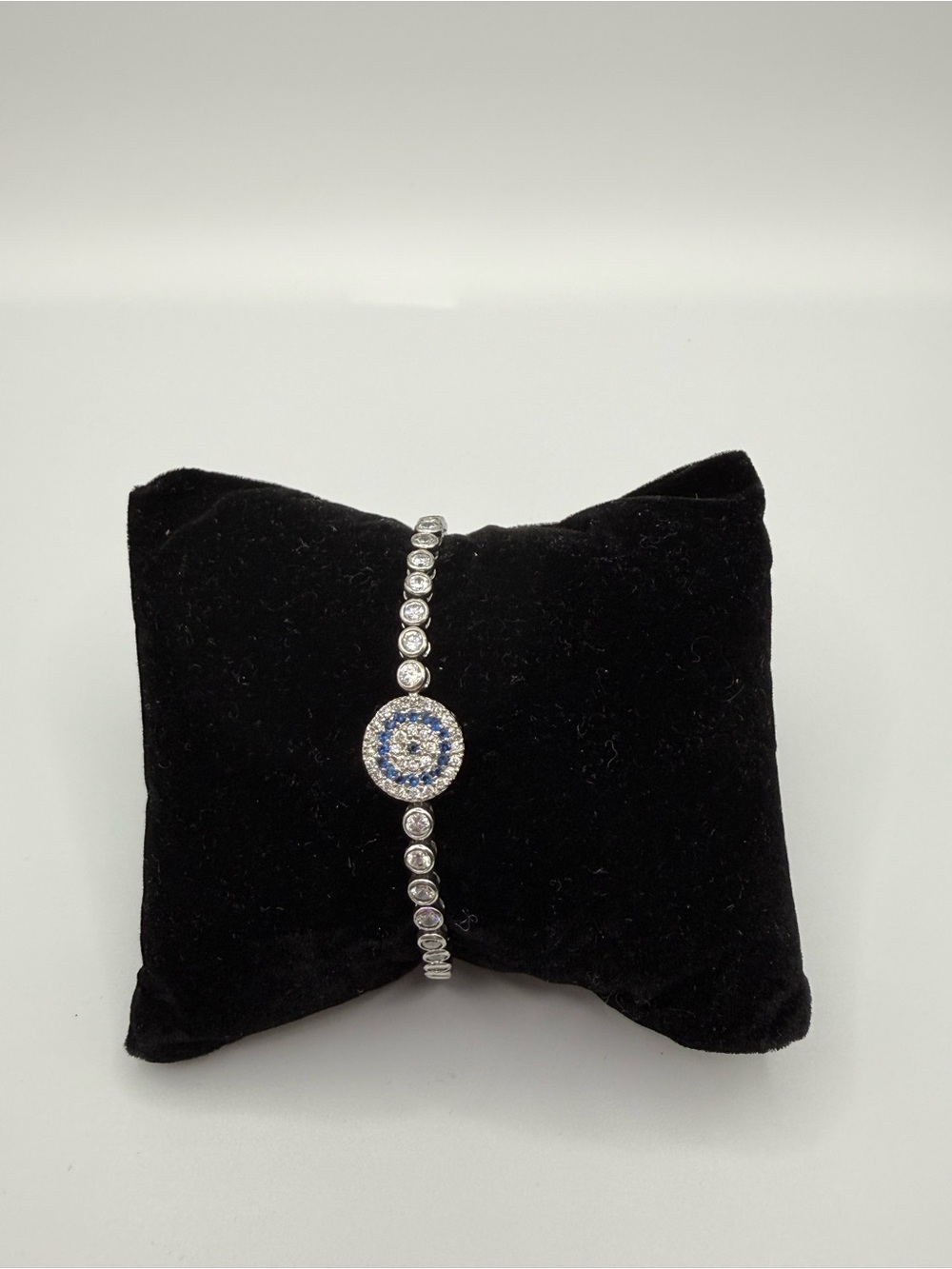 Blue and Silver Crystal Evil Eye Bracelet